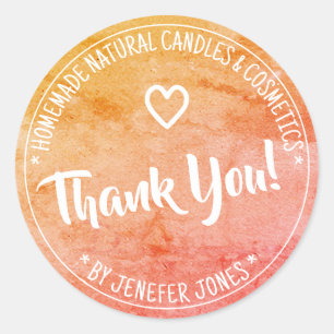 Peach Orange Marble Border Frame Thank You Labels