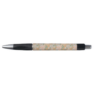 Peach Orange Pink Gray Floral Pen