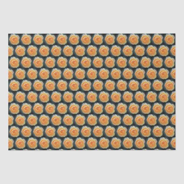 Peach Orange Rose Elegant Flower Repeat Pattern Tissue Paper (Front)