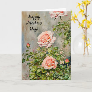 Peach Orange Rose Garden Art Carte Fête des Mères