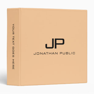 Peach Orange Solid Colour Monogram Name Template Binder