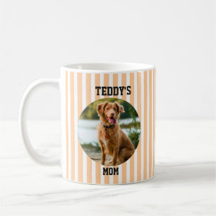 Peach Orange Striped Personalized Dog Mum Coffee Mug
