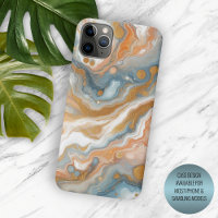 Peach Orange Teal Blue Gold Marble Art Pattern