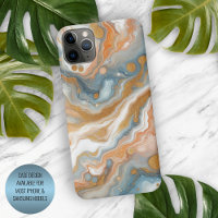 Peach Orange Teal Blue White Gold Marble Pattern
