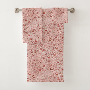 Peach orange water droplets bath towel set