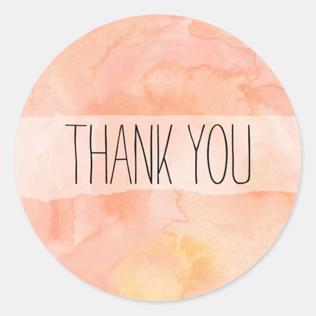 Peach Orange Watercolor Thank You Sticker (Front)