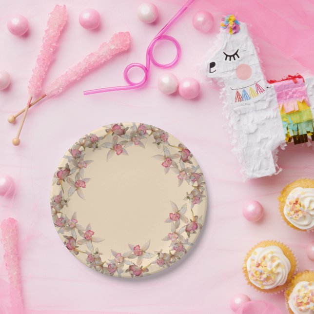Peach Orchids,  Paper Plate (Party)