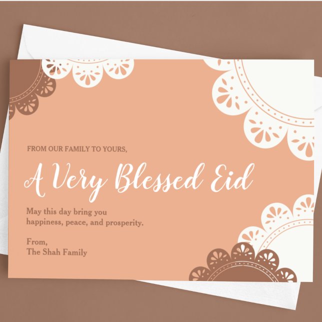 Peach Ornate Floral Eid Al Fitr  Postcard (Creator Uploaded)