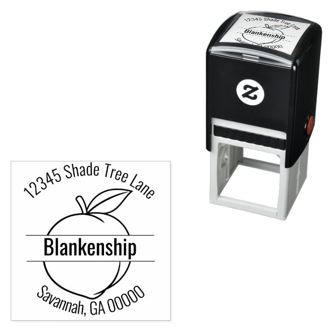Peach Outline Circular Address Name Custom  Self-inking Stamp (In Situ)