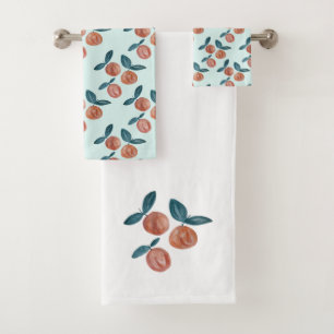 Peach Painting Fruit Mint Bath Towel Set