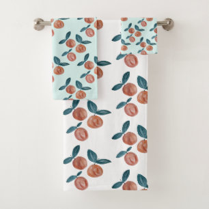 Peach Painting Fruit Mint Bath Towel Set