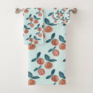 Peach Painting Fruit Mint Bath Towel Set