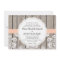 Peach Pale Coral Wood Lace Wedding Invitations