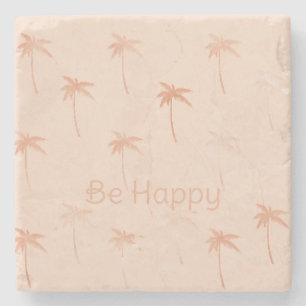 Peach Palm Trees Stone Coaster