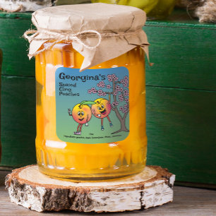 Peach Pals Funny Cartoon Jam Pie and More Square Sticker