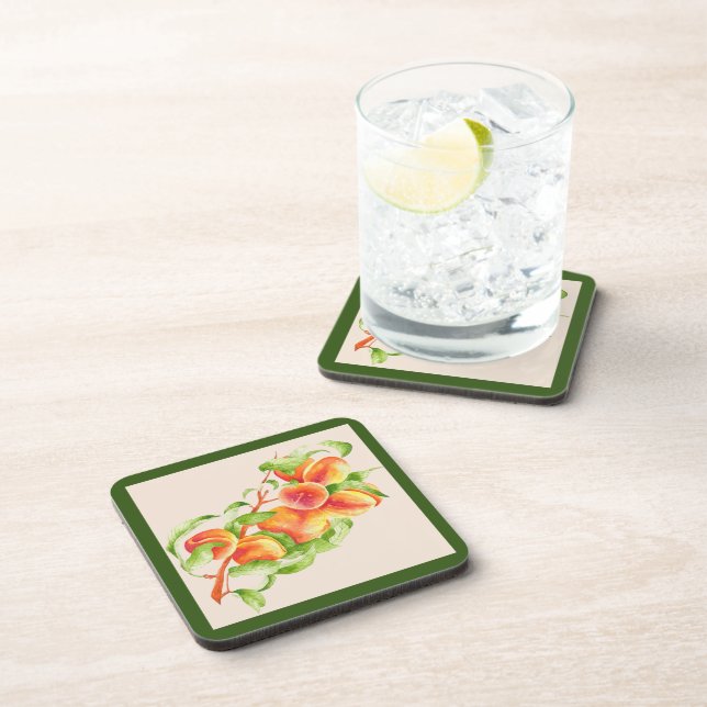 'Peach Paradise' on a Coaster Set (Right Side)
