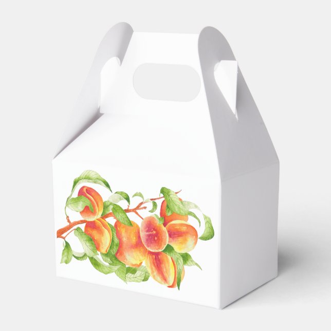 'Peach Paradise' on a Gable Favour Box (Front Side)