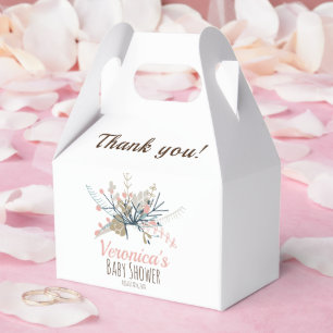 Peach Pastel Botanical Baby Shower Thank You Favor Box
