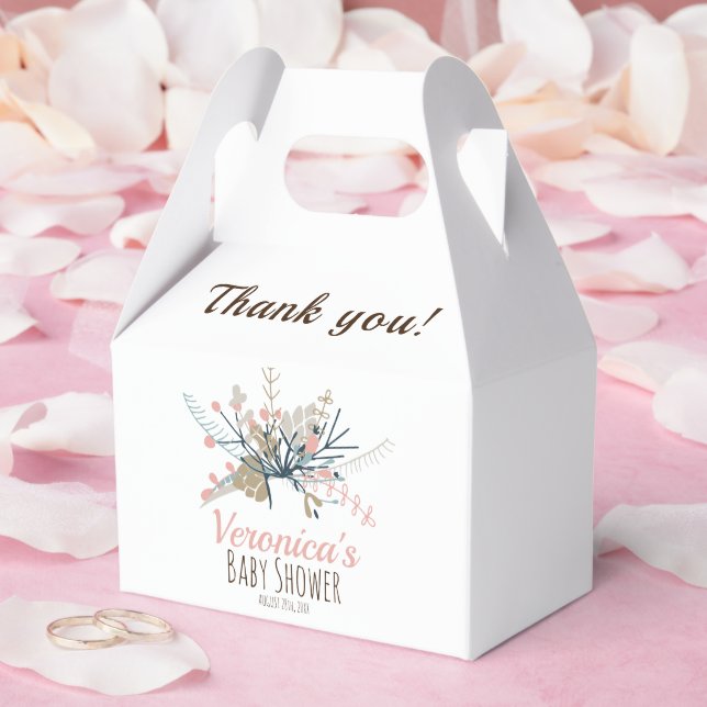 Peach Pastel Botanical Baby Shower Thank You Favor Box (Wedding)