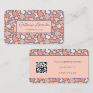 Peach Pastel Conglomerate Stone QR Code Business Card