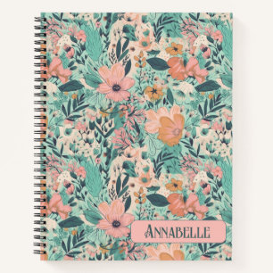 Peach Pastel Garden Floral Notebook