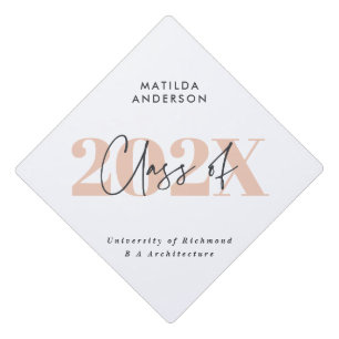 Peach pastel modern stylish typography  graduation cap topper
