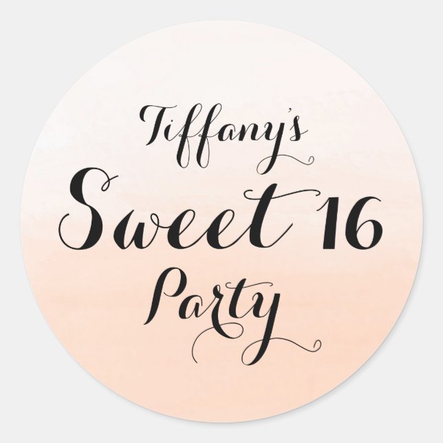 Peach Pastel Ombre Sweet 16 Sticker (Front)