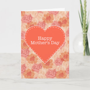 Peach pastel vintage rose Carte de fête des mères