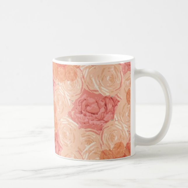 Peach pastel vintage rose pattern coffee mug (Right)