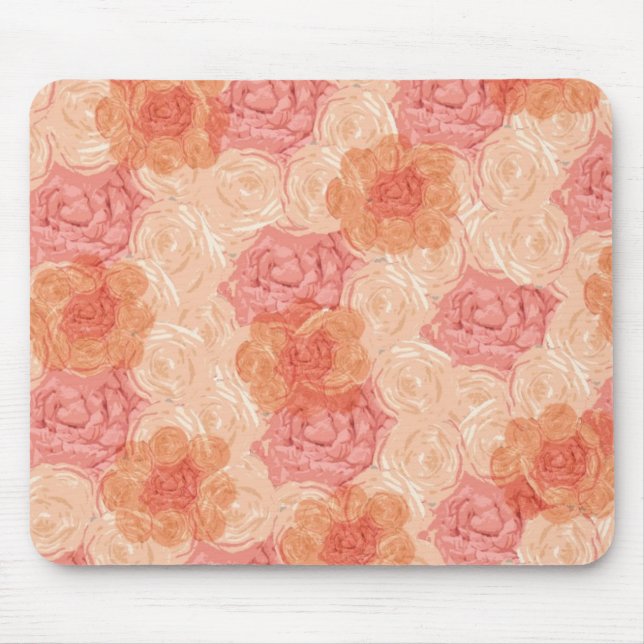 Peach pastel vintage rose pattern mouse pad (Front)