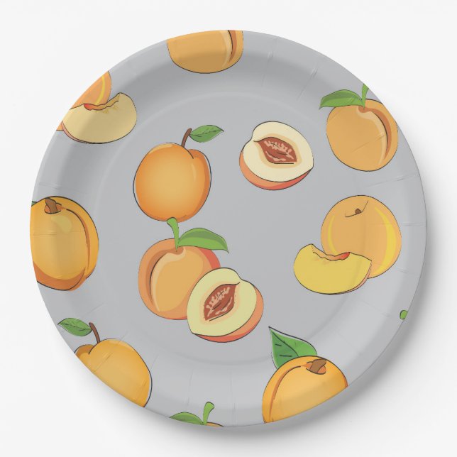 Peach Pattern 6 Paper Plate (Front)