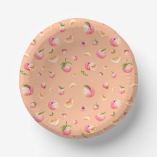 Peach Pattern Birthday Paper Plate