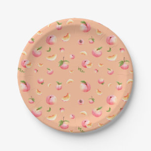 Peach Pattern Birthday Paper Plate