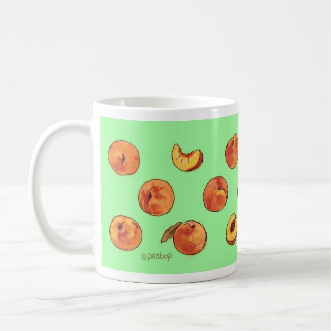Peach pattern mug - green (Left)