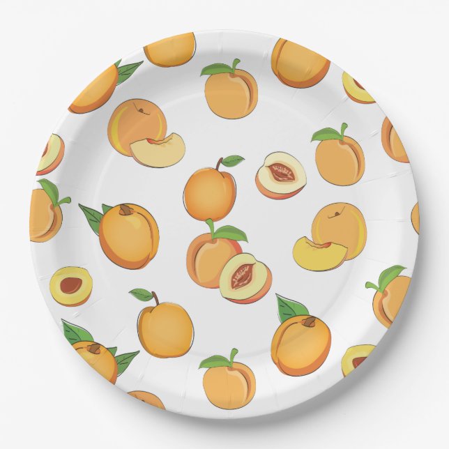 Peach Pattern Paper Plate (Front)