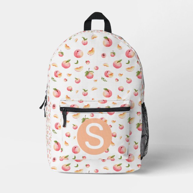 Peach Pattern Printed Backpack (Front)