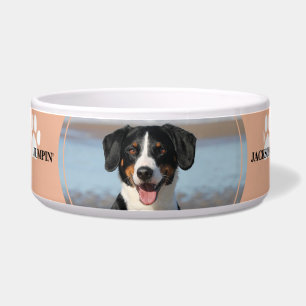 Peach Paw Print Personalized bowl with Photo