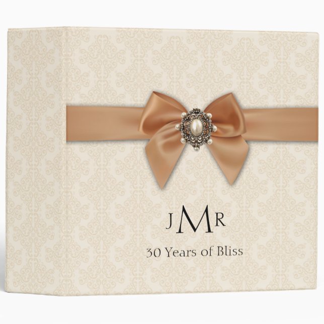 Peach Pearl 30th Wedding Anniversary Binder (Front/Spine)