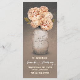 Peach peint mason jarre programmes de mariage