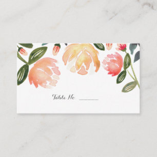 Peach Peonies Guest Table Escort Cards