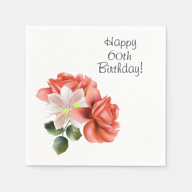 Peach Peonies Personal Napkin (Front)