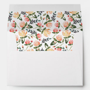 Peach Peonies Pre-Addressed Envelopes