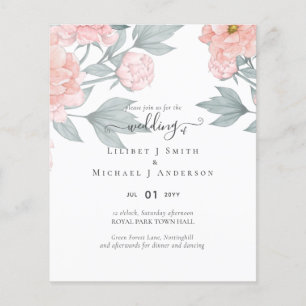 Peach Peonies Sage Floral Budget Wedding Flyer