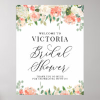 Peach Peony and Hydrangea Bridal Shower Welcome