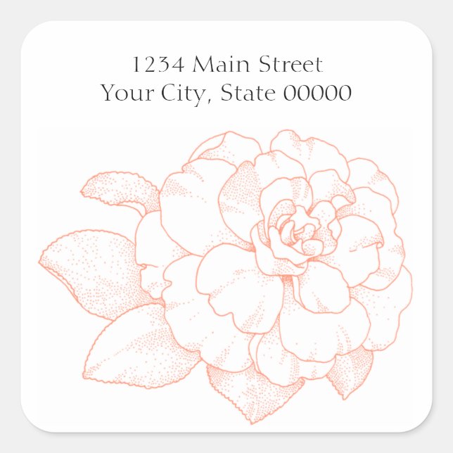 Peach Peony Envelope Seal Return Address (Front)