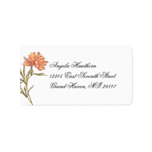 Peach Peony Floral RSVP Étiquette de adresse (Devant)