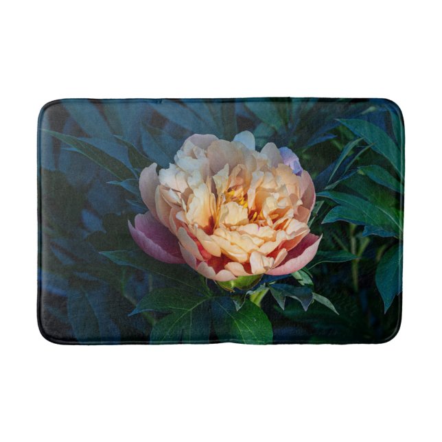 Peach Peony, Flower Photography Bath Mat (Front)