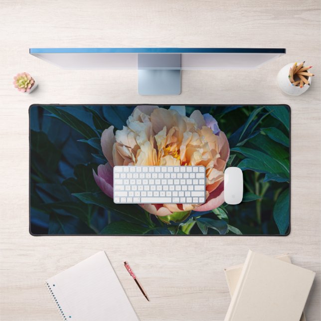 Peach Peony, Flower Photography Desk Mat (Office 1)