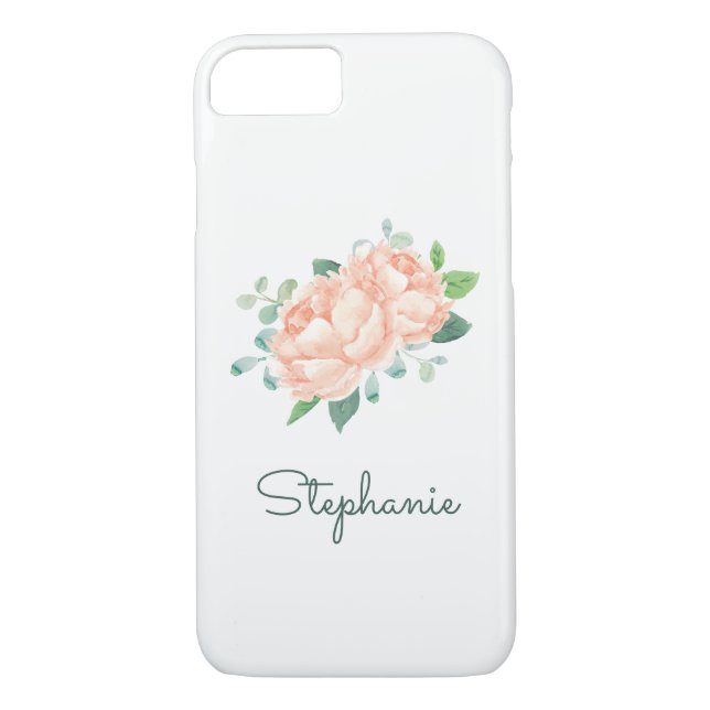 Peach Peony Pretty Watercolor Case-Mate iPhone Case (Back)
