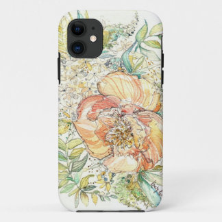 Peach Peony Watercolor iPhone Case